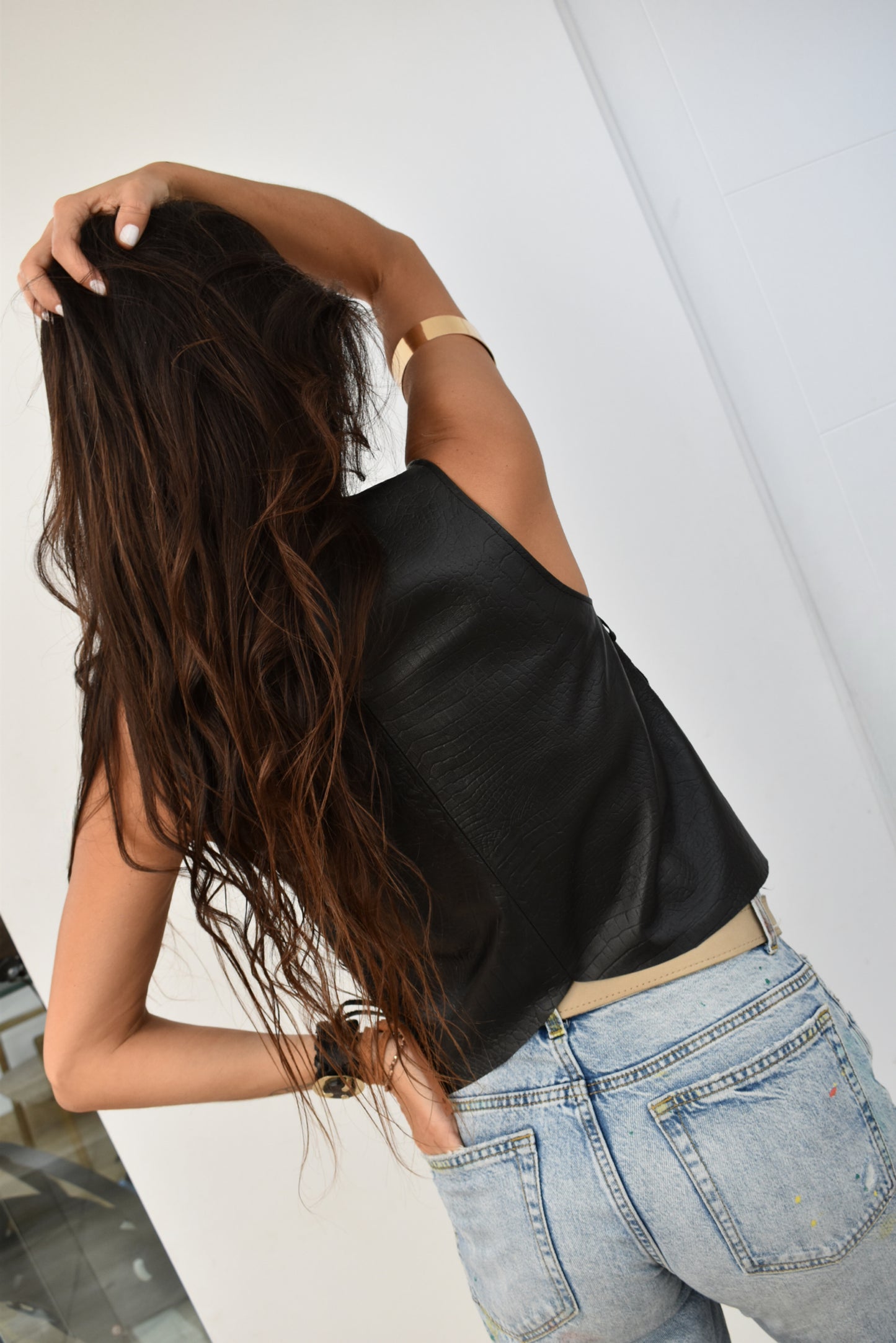 Top Isidro Croco Negro