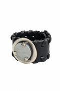 Pulsera Cuero Negro Asta Humo, hecha a mano en cuero y asta — Bendito Leather