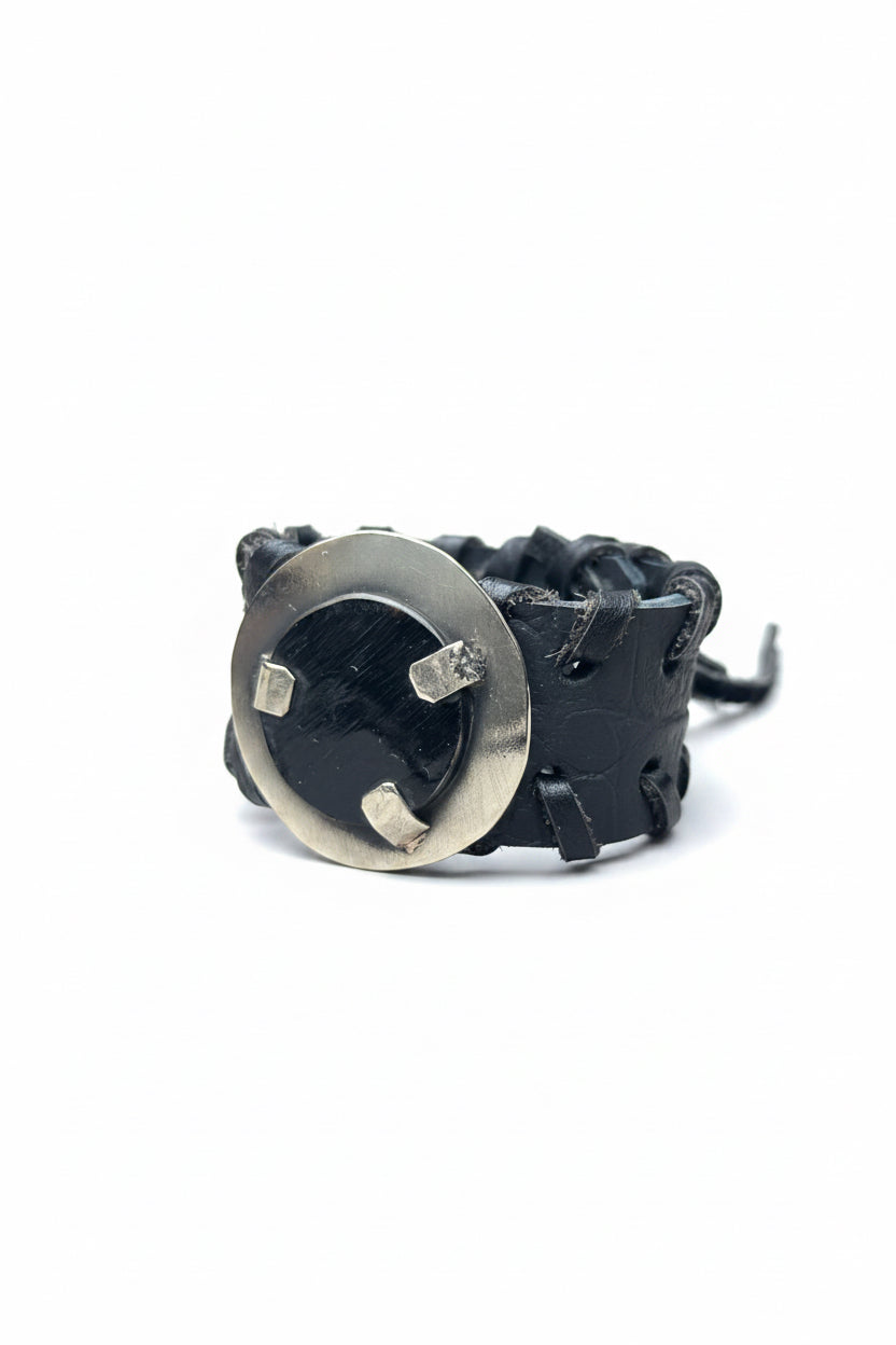 Pulsera Cuero Negro Asta Negro