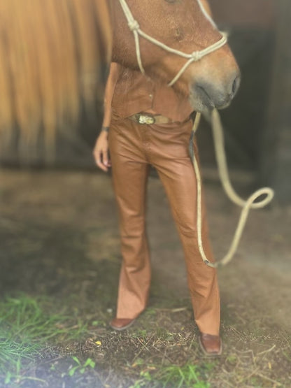 Pantalones de Cuero Croco