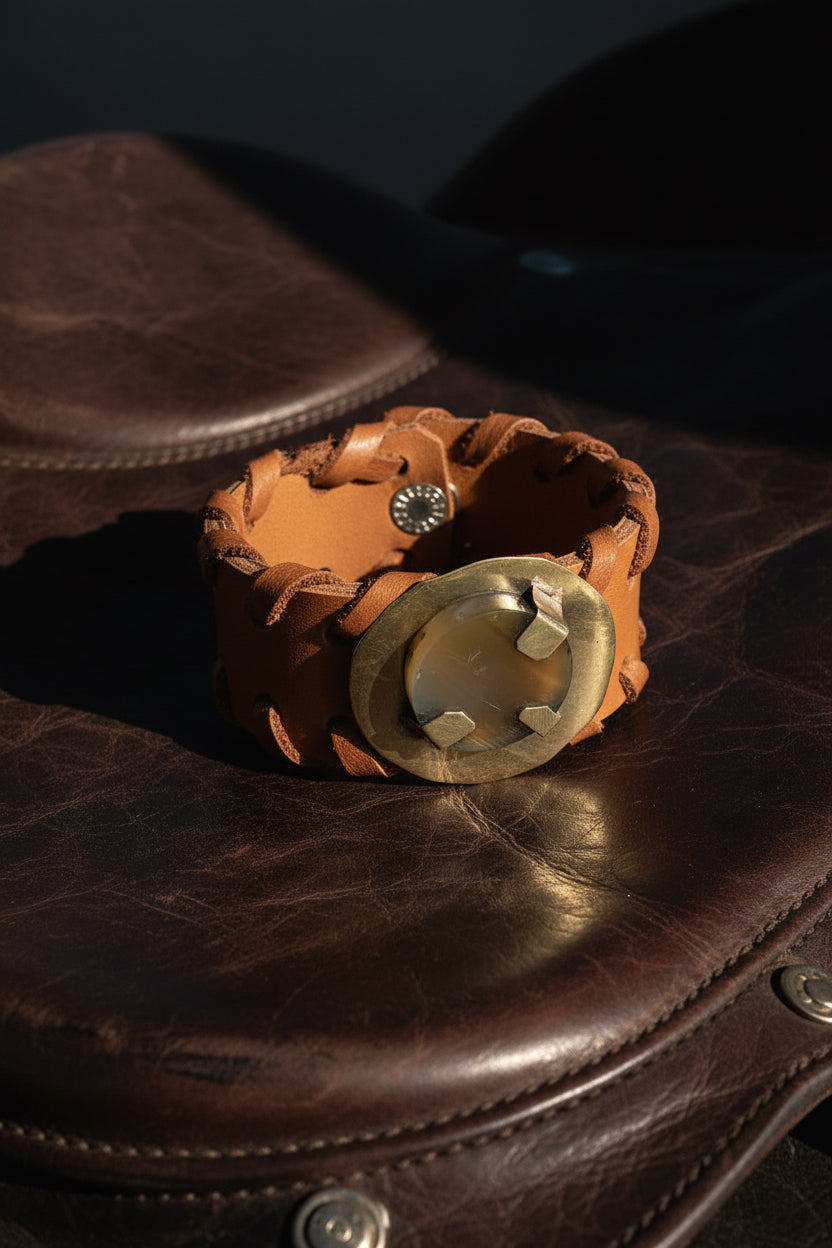 Pulsera Cuero Camel Asta Café