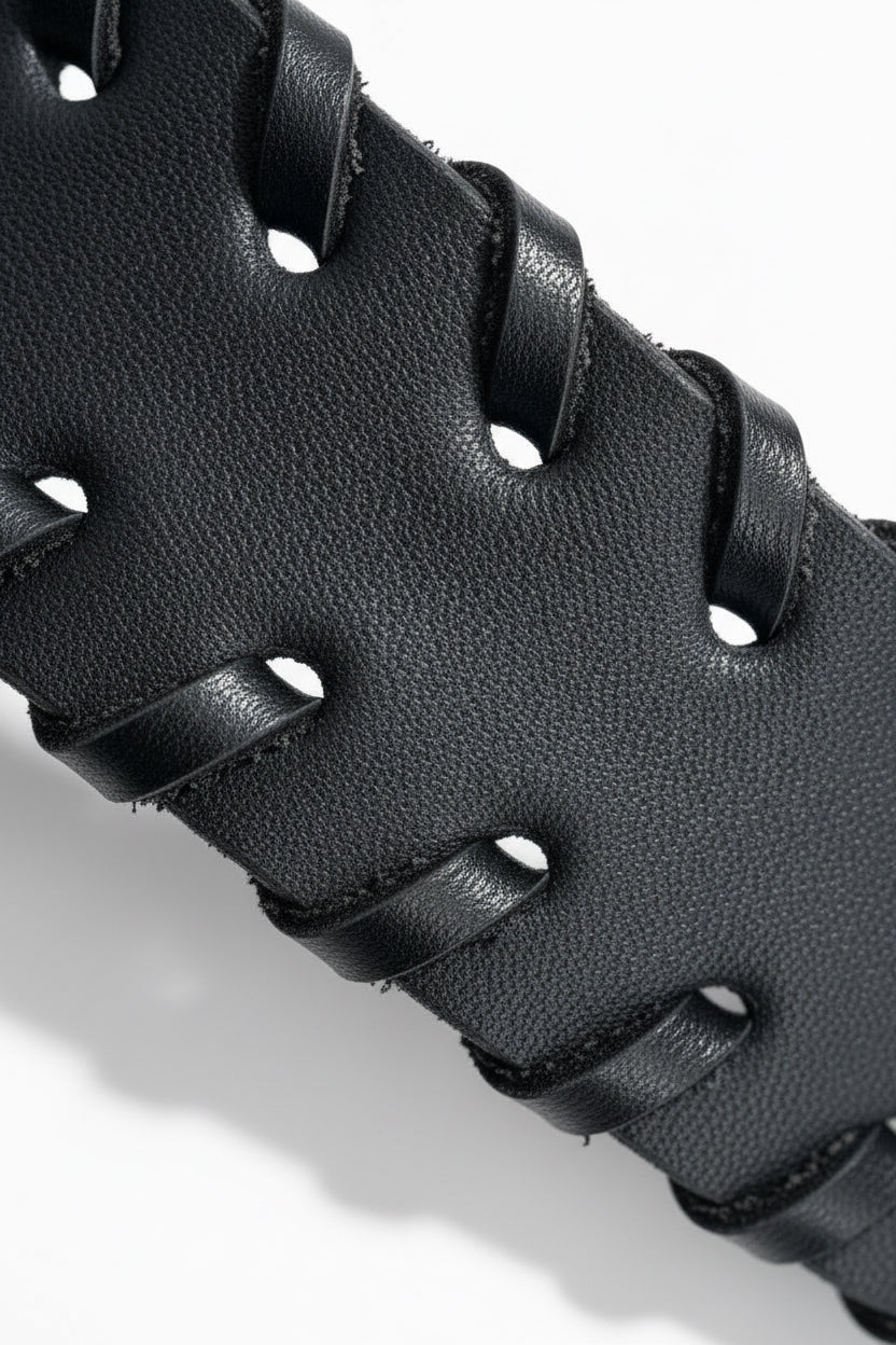 Pulsera Cuero Negro Asta Humo