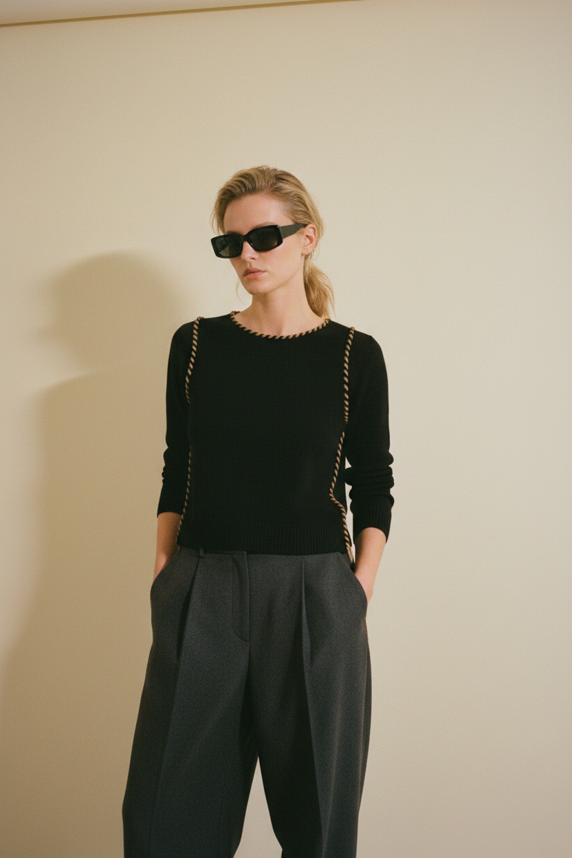 Top Gamuza // Negro · Tiento Camel
