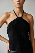 Top Halter Gamuza Negro