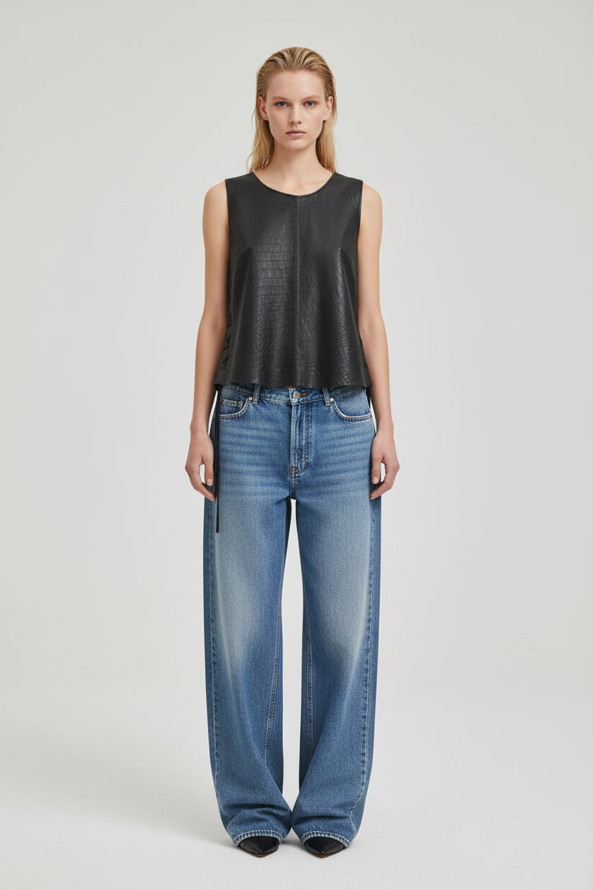 Top Isidro Croco Negro