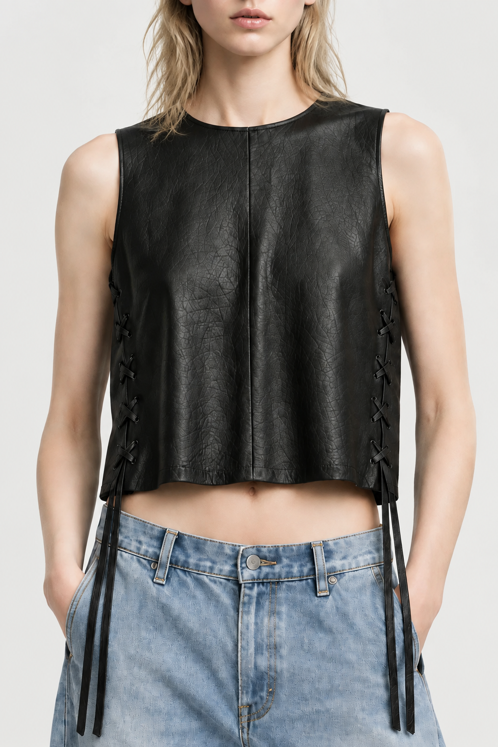 Top Isidro Croco Negro — Bendito Leather, vista 2