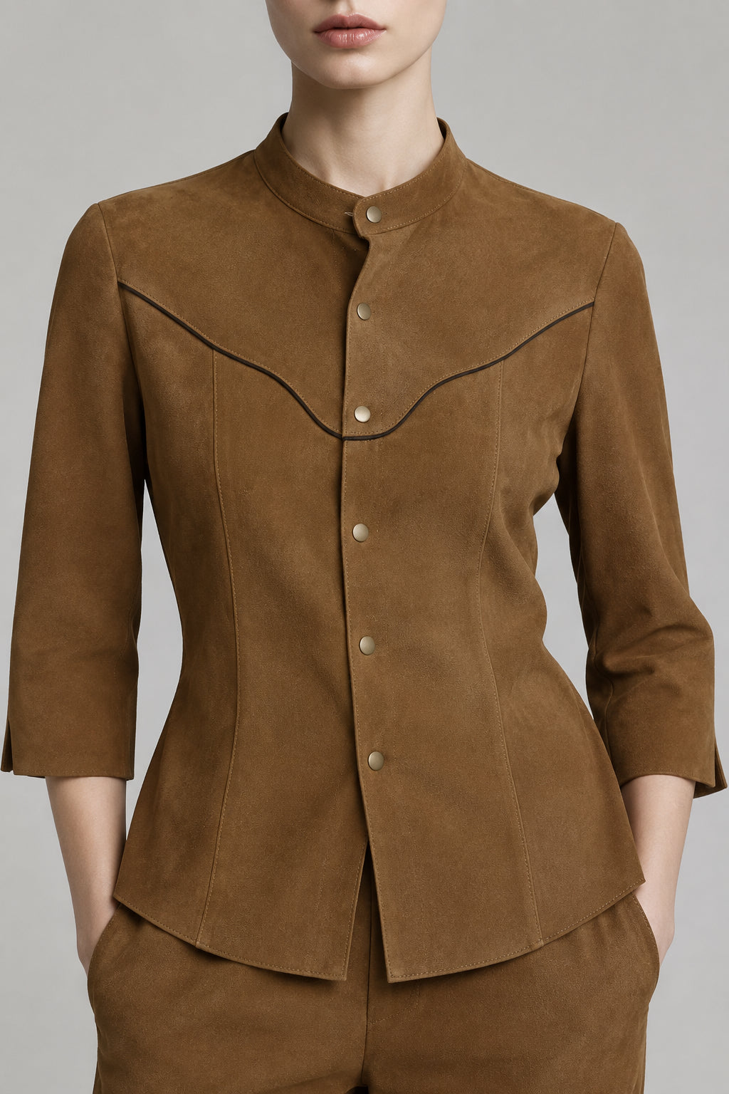 Camisa Tejana Gamuza Camel