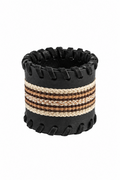 Pulsera Chaguar Cuero Negro, tejida a mano en chaguar y cuero — Bendito Leather