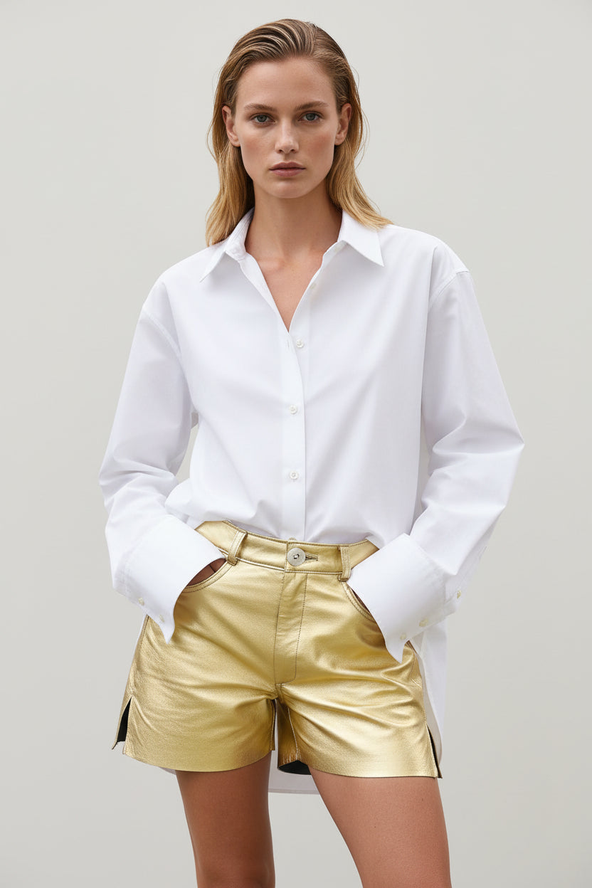 Short Camelia Cuero Dorado