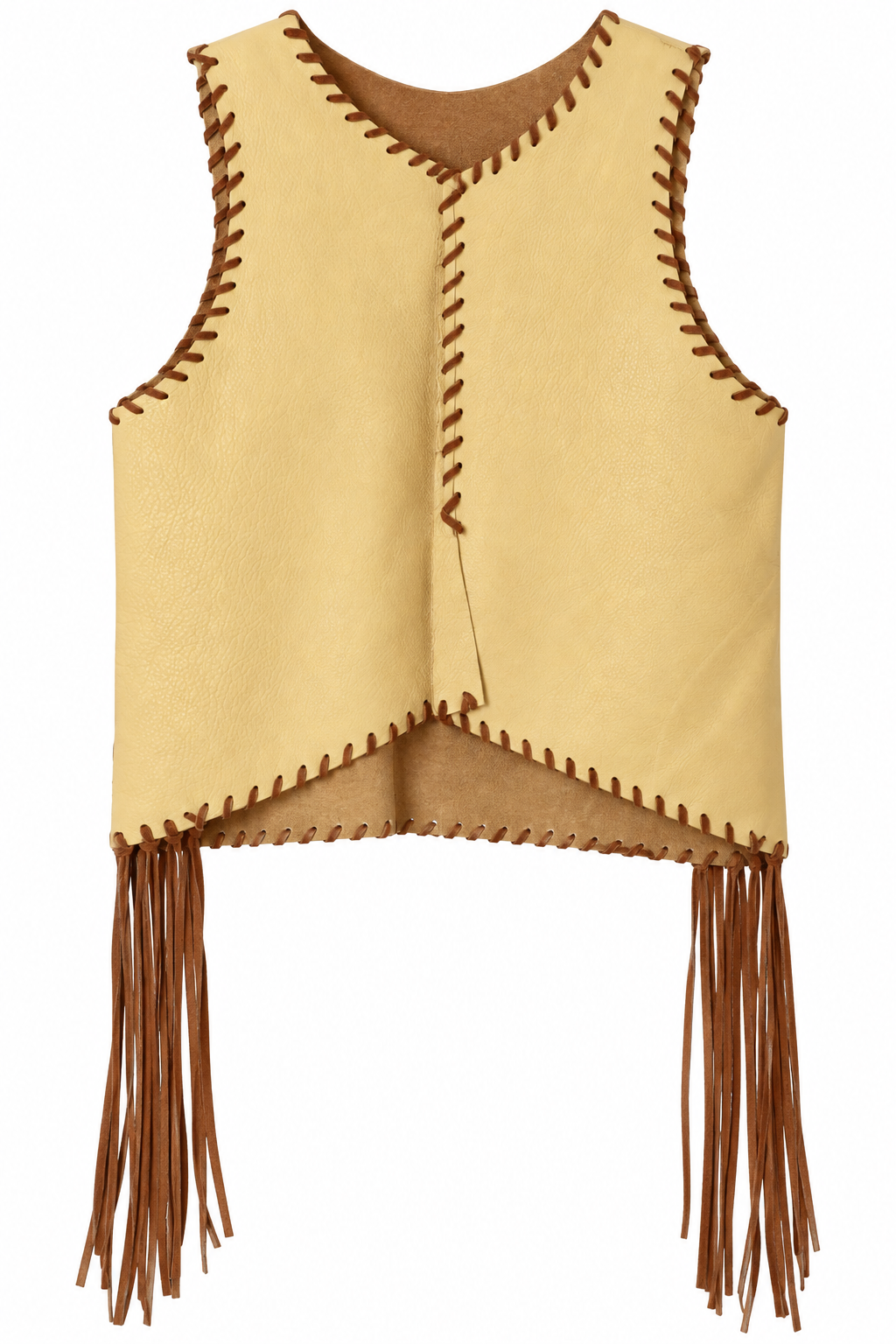 Top Tientos Flecos Cuero Vainilla